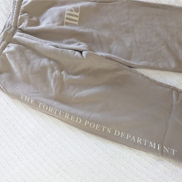 NWT Taylor Swift The Tortured Poets Department Beige Sweatpants size Large - Picture 5 of 7